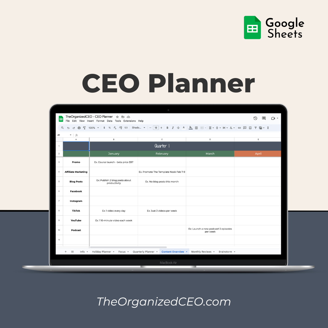 CEO Planner - Google Sheet Template