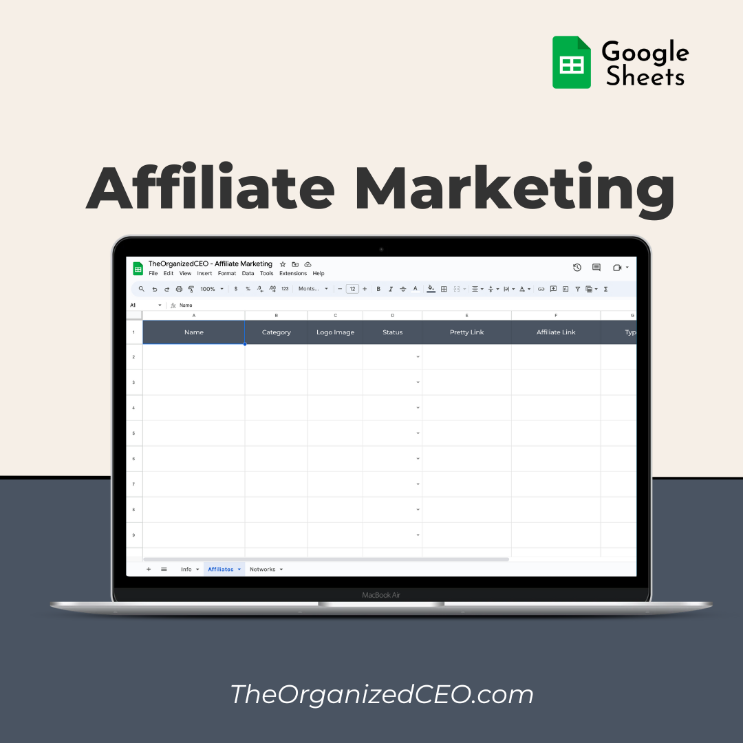 Affiliate Marketing - Google Sheet Template