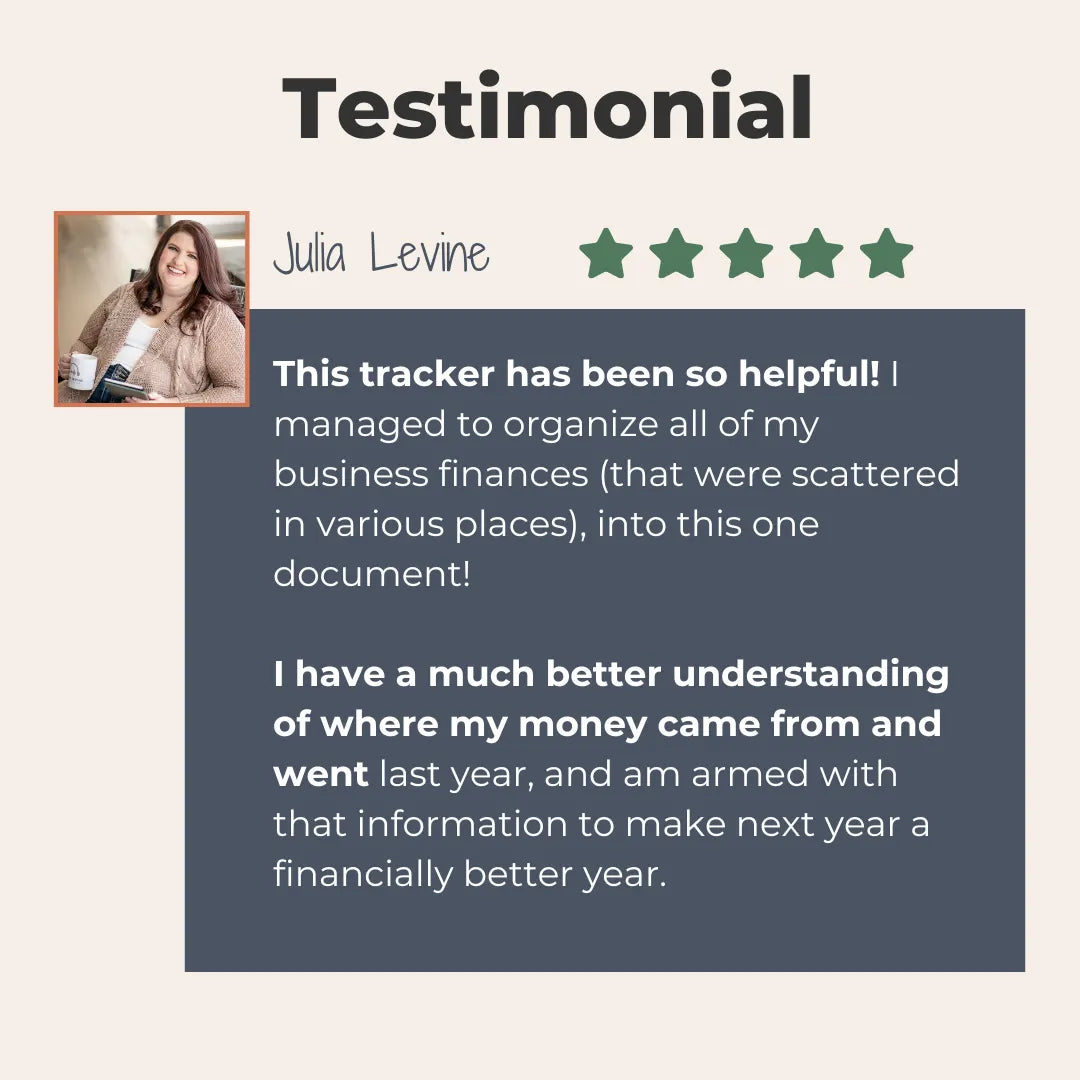 Business Finance Tracker testimonial