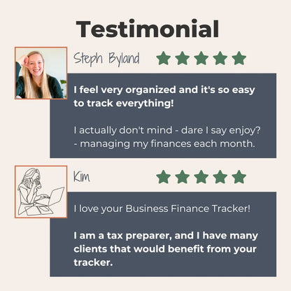 Business Finance Tracker testimonials