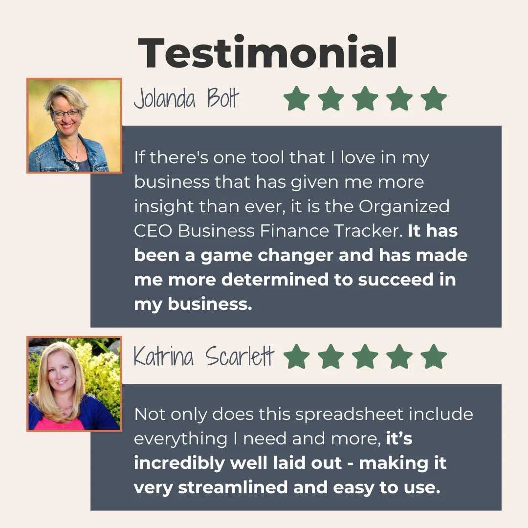 Business Finance Tracker testimonials