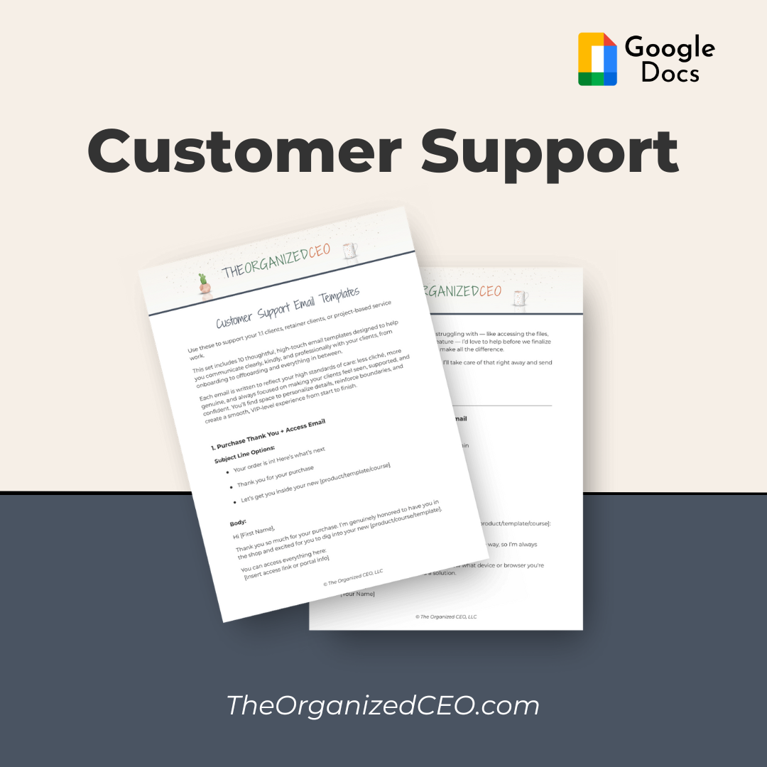 Customer Support - Google Doc Email Templates