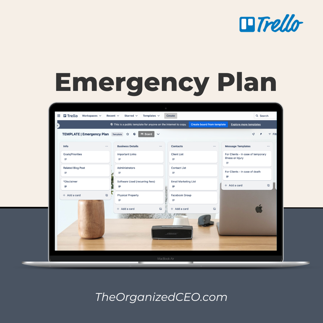 Business Emergency Plan - Trello Template