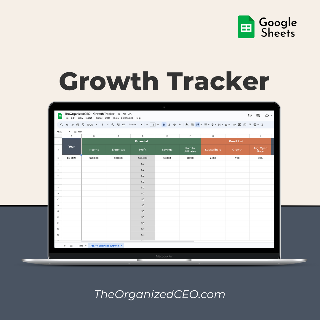 Growth Tracker - Google Sheet Template