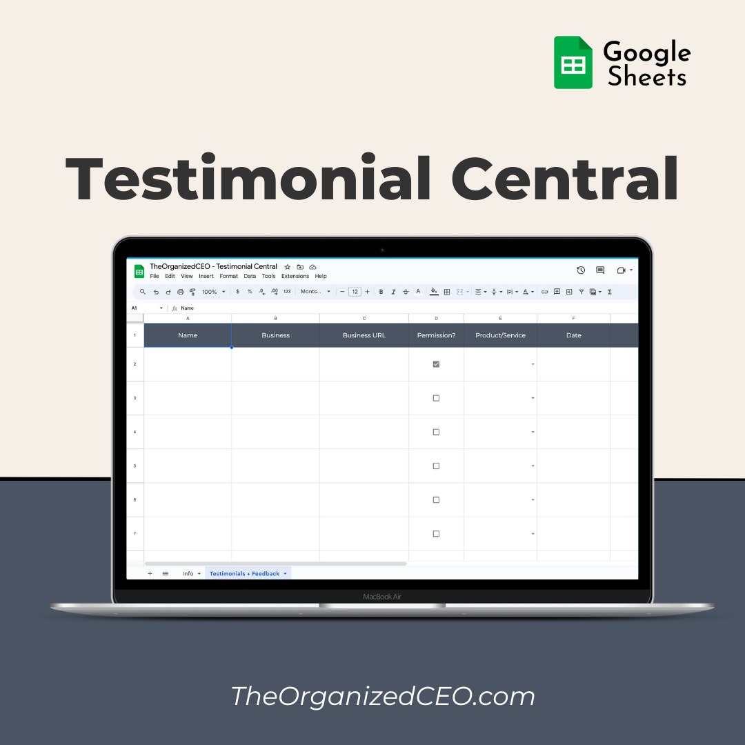 Testimonial Central - Google Sheet Template