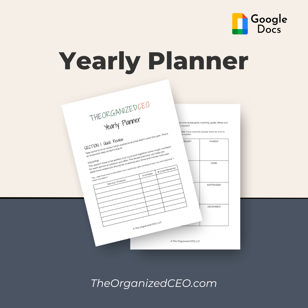 Yearly Planner - Google Doc Template